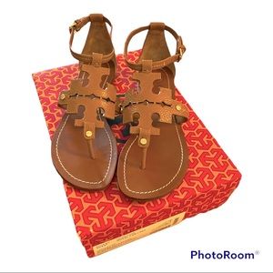 Tory Burch Phoebe Flat Thong, size 7.5, Royal Tan